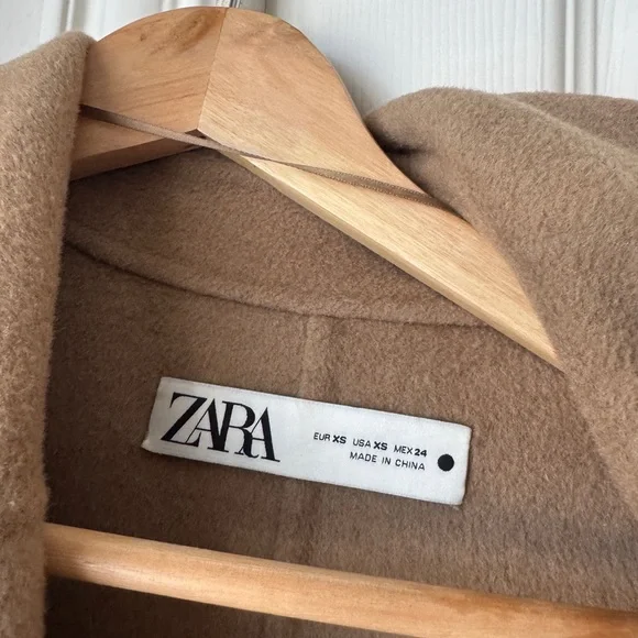 Zara Camel Wool Coat XS - Picture 3 of 4